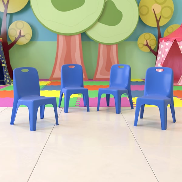 Flash Furniture Blue Plastic School Chair-11"H Seat, PK4 4-YU-YCX4-011-BLUE-GG - main